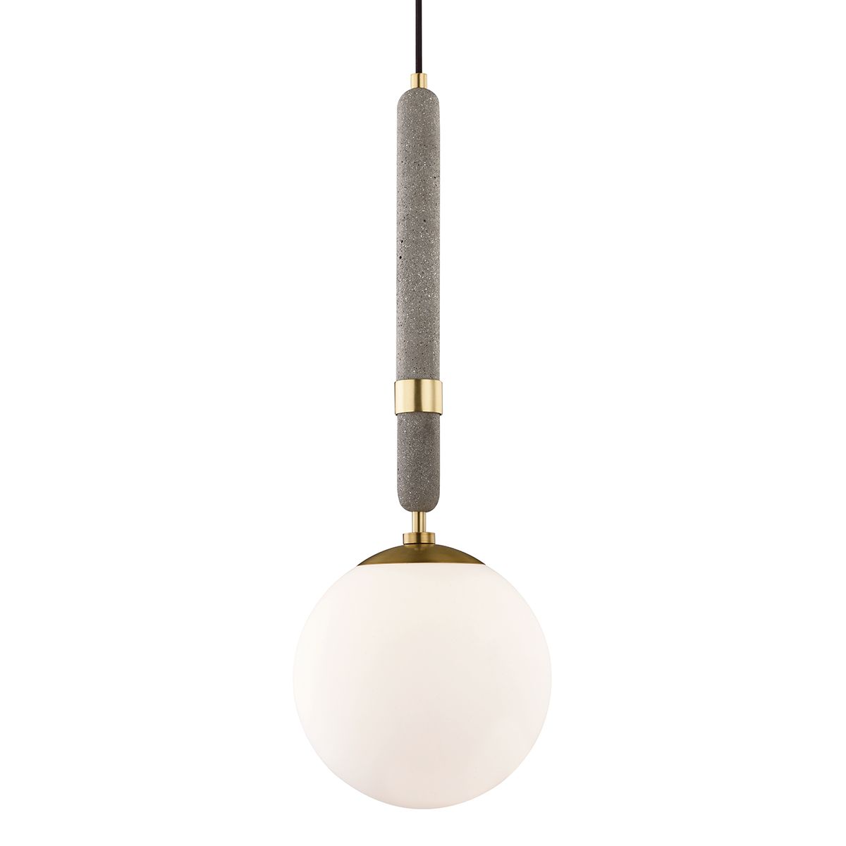 Mitzi Brielle Pendant Light, 26.75" Tall, Opal Etched Glass, Aged Brass & Polished Nickel, Dimmable