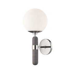 Brielle Sconce by Mitzi, 16" Tall, Dimmable, Opal Etched Glass, Aged Brass & Polished Nickel Finish