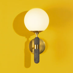 Brielle Sconce by Mitzi, 16" Tall, Dimmable, Opal Etched Glass, Aged Brass & Polished Nickel Finish