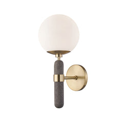 Brielle Sconce by Mitzi, 16" Tall, Dimmable, Opal Etched Glass, Aged Brass & Polished Nickel Finish