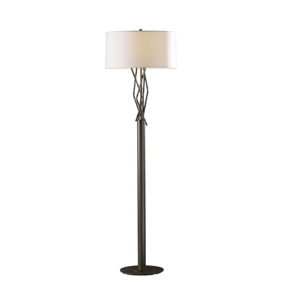 Hubbardton Forge Brindille Floor Lamp, 60.69" Height, Natural Linen Shade, Handcrafted Elegance
