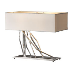 Hubbardton Forge Brindille Table Lamp - Handcrafted Twig Design with Dimmable Linen Shade, 16.5" Height