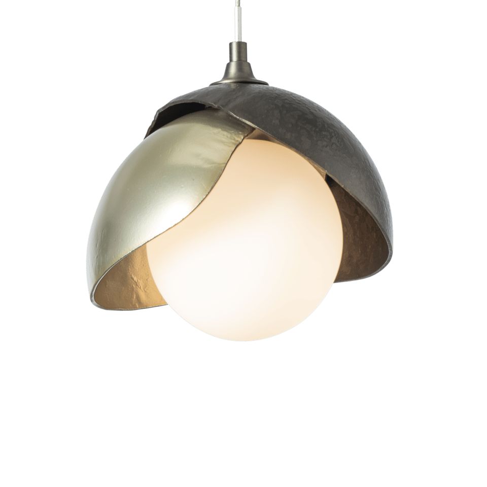 Brooklyn Double Shade Low Voltage Mini Pendant Light by Hubbardton Forge, Dimmable, Opal Glass, 6.4" High