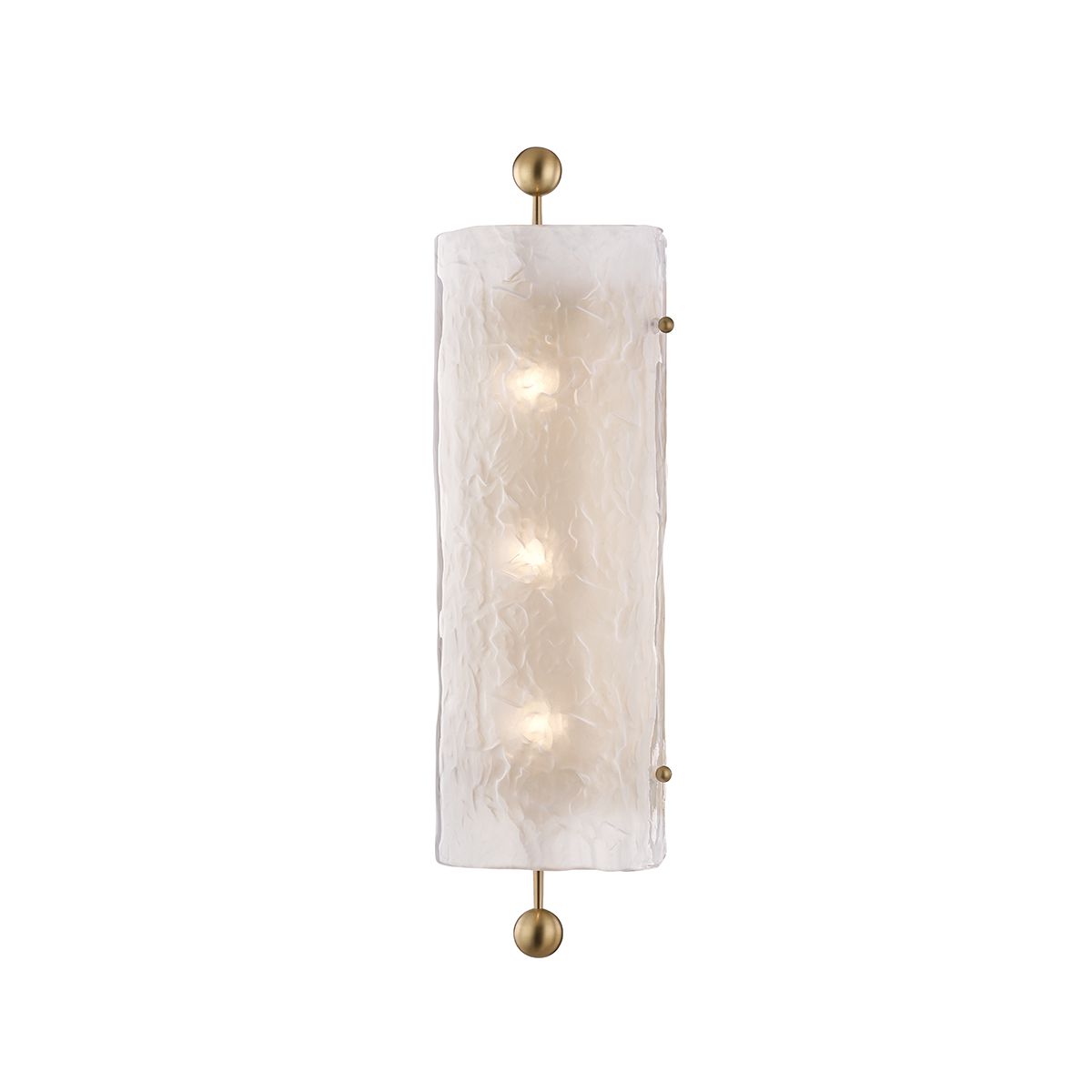 Hudson Valley Lighting Broome 3-Light Wall Sconce, Aged Brass, Fine Sand Blast Glass Shades