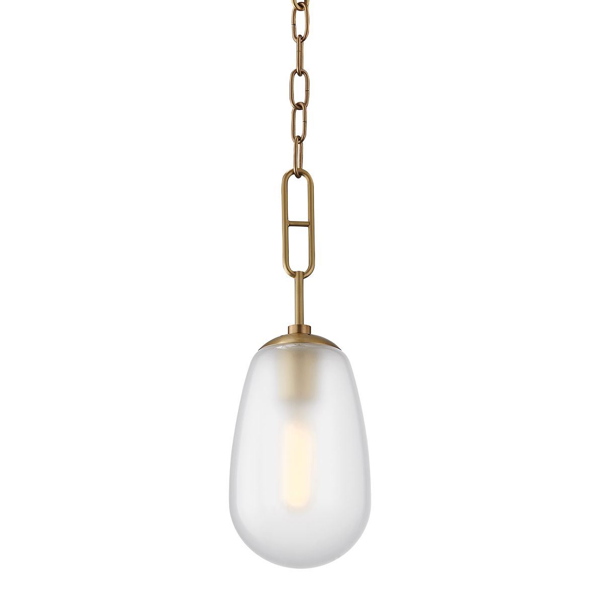 Bruckner Mini Pendant by Hudson Valley Lighting, 16.5" Height, Dimmable, Crystal & Glass Shade, Aged Brass or Polished Nickel