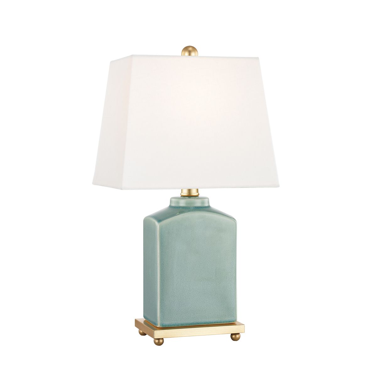Brynn Table Lamp by Mitzi, Dimmable 17" Tall with Off-White Shade and Cloud/Jade Finish