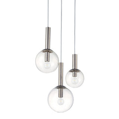 SONNEMAN Bubbles 3-Light Chandelier, Mid-Century Modern Design, Dimmable, Polished Nickel & Satin Brass