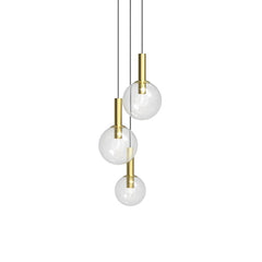 SONNEMAN Bubbles 3-Light Chandelier, Mid-Century Modern Design, Dimmable, Polished Nickel & Satin Brass