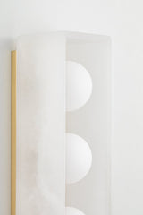 Budnick 3-Light Vanity Light by Hudson Valley Lighting in Aged Brass with Opal Matte Glass Shades
