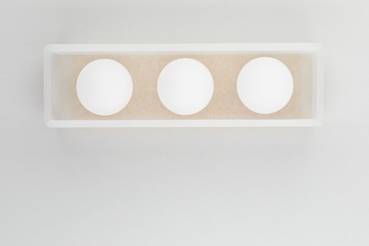 Budnick 3-Light Vanity Light by Hudson Valley Lighting in Aged Brass with Opal Matte Glass Shades