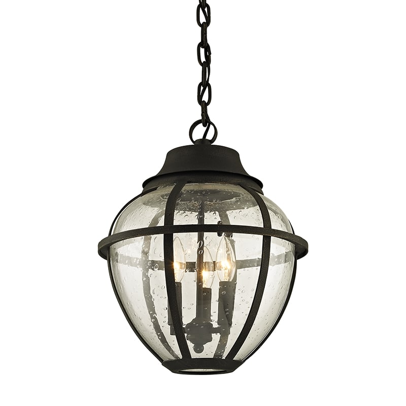 Bunker Hill Outdoor Hanging Light by Troy Lighting - Vintage Bronze, Dimmable, Clear Seeded Glass, Adjustable Height