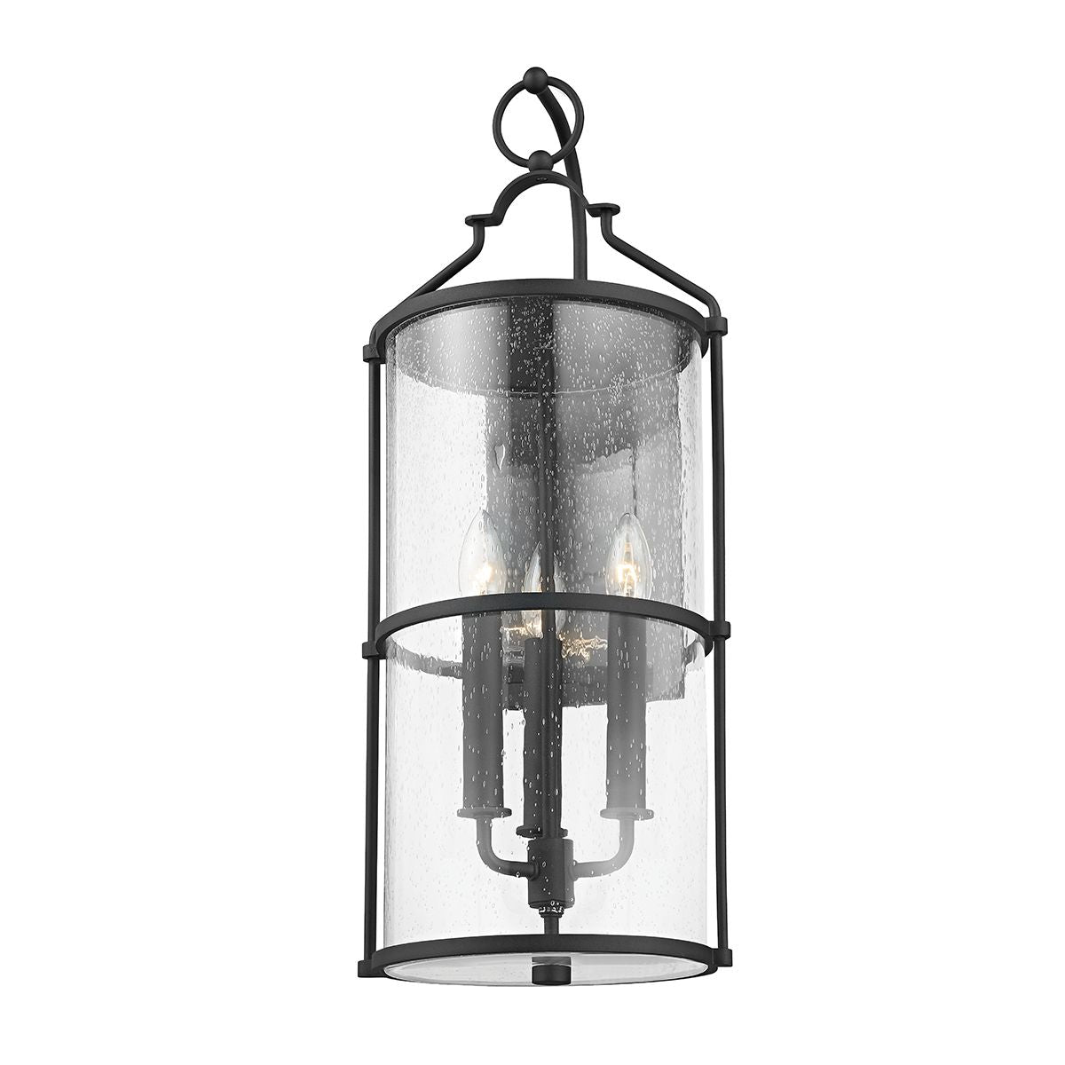 Burbank 24.75" Large Outdoor Wall Sconce by Troy Lighting with Dimmable Clear Seeded Glass Shade