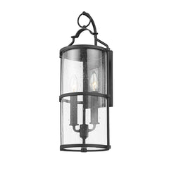 Burbank Medium Outdoor Wall Sconce, Textured Black Finish, Clear Seeded Glass, Dimmable, UL Wet Rated