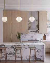 Burlington Pendant Light by Hudson Valley Lighting, Cloud-Etched Glass, Dimmable, Aged Brass & Black Nickel