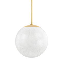 Burlington Pendant Light by Hudson Valley Lighting, Cloud-Etched Glass, Dimmable, Aged Brass & Black Nickel