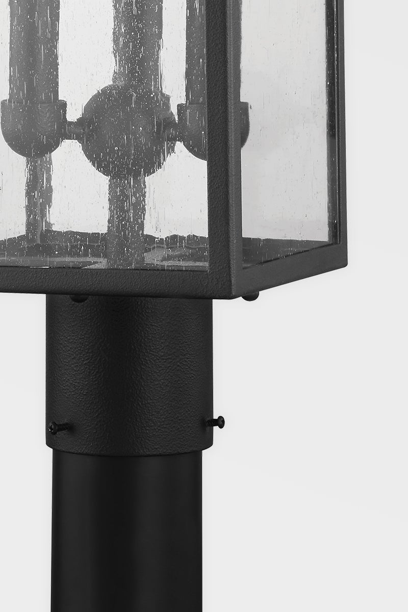 Caiden Outdoor Post Light by Troy Lighting - 3 Light Sources, Dimmable, UL Wet Rated, Forged Iron Finish