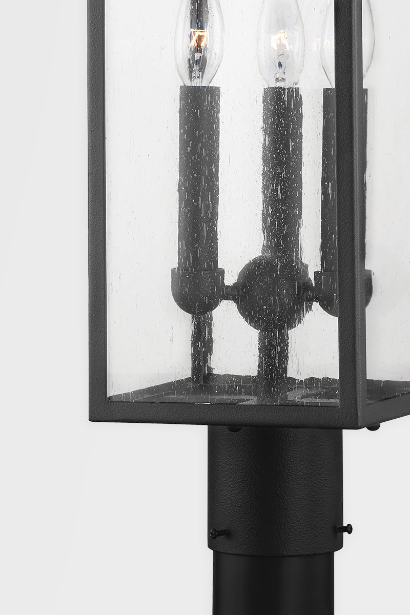 Caiden Outdoor Post Light by Troy Lighting - 3 Light Sources, Dimmable, UL Wet Rated, Forged Iron Finish