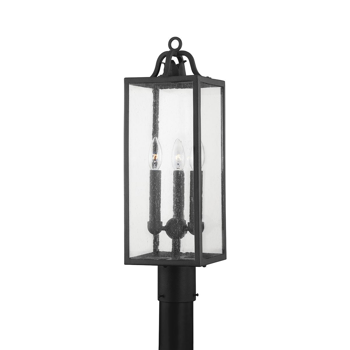 Caiden Outdoor Post Light by Troy Lighting - 3 Light Sources, Dimmable, UL Wet Rated, Forged Iron Finish