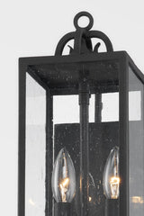 Troy Lighting Caiden 17" Outdoor Wall Sconce with Forged Iron Frame and Clear Seeded Glass Shade