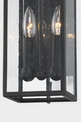 Troy Lighting Caiden 17" Outdoor Wall Sconce with Forged Iron Frame and Clear Seeded Glass Shade