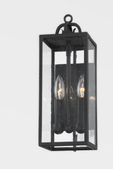 Troy Lighting Caiden 17" Outdoor Wall Sconce with Forged Iron Frame and Clear Seeded Glass Shade