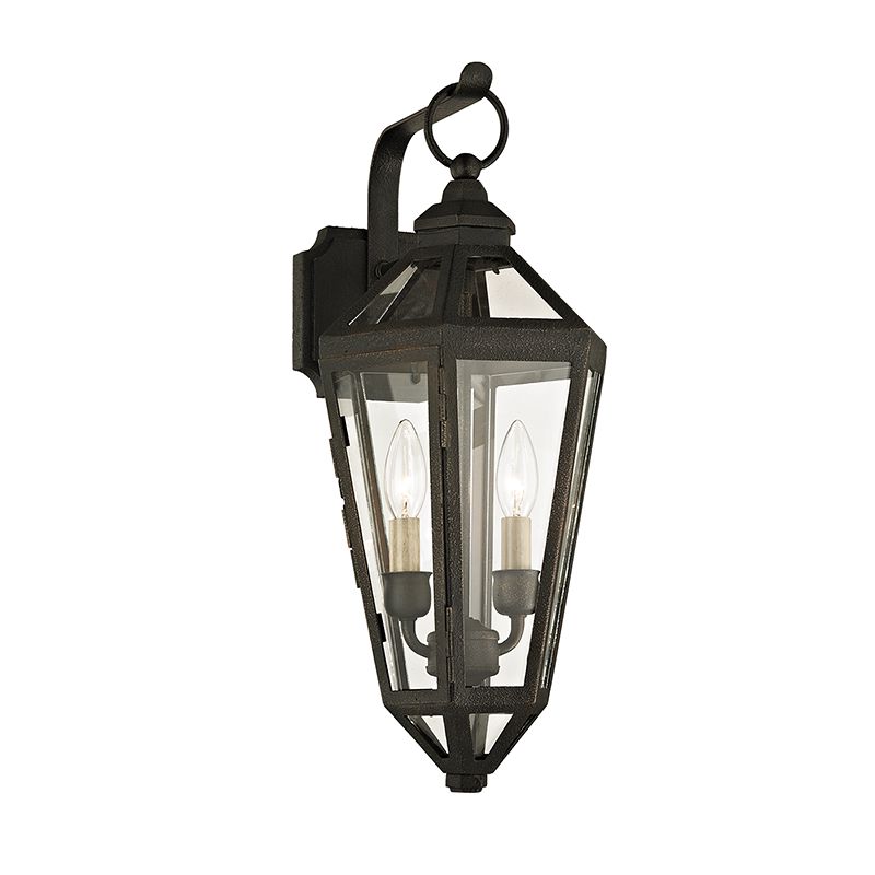 Calabasas Medium Outdoor Wall Sconce by Troy Lighting, Dimmable, Wet Rated, Vintage Bronze Finish, 60W E12 Base