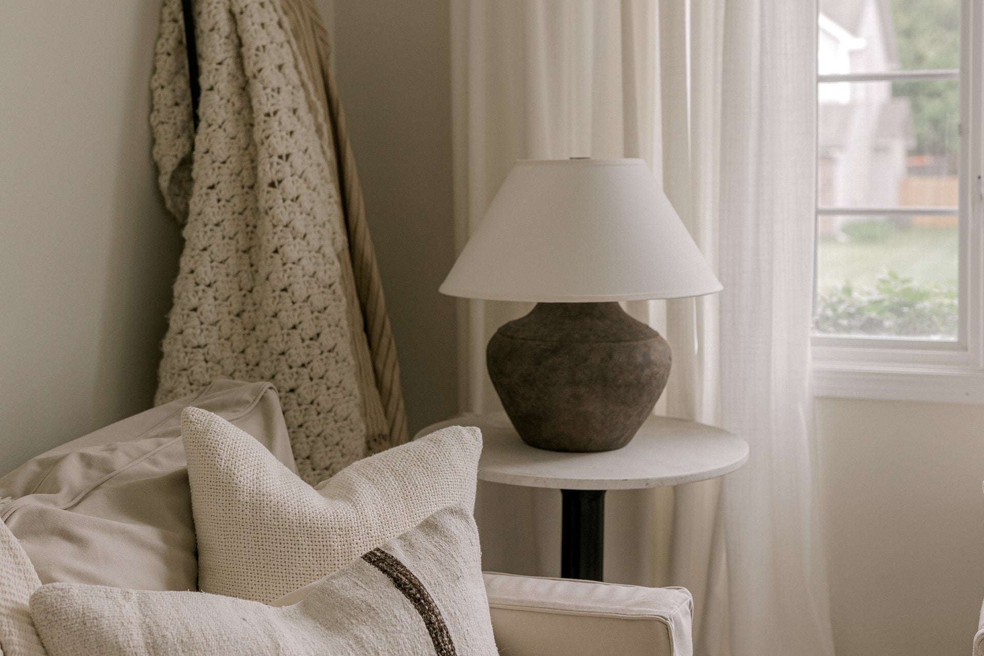 Calabria Table Lamp 20.5" Tall by Troy Lighting with Rustco Finish and Dimmable Hardback Linen Shade