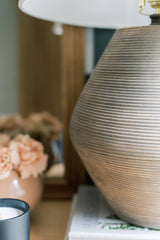 Calabria Table Lamp 22" by Troy Lighting PTL1011, Dimmable with Elegant Off-White Shade