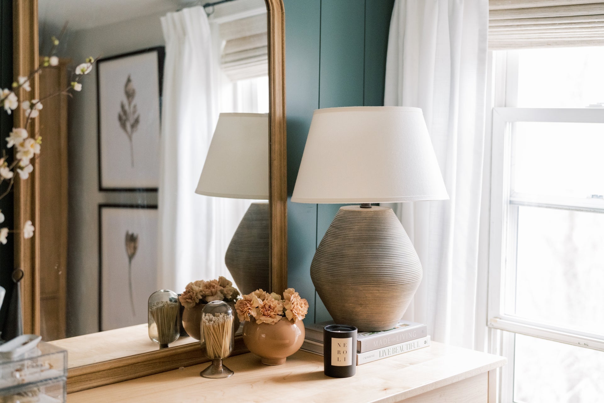 Calabria Table Lamp 22" by Troy Lighting PTL1011, Dimmable with Elegant Off-White Shade