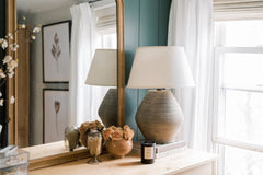 Calabria Table Lamp 22" by Troy Lighting PTL1011, Dimmable with Elegant Off-White Shade