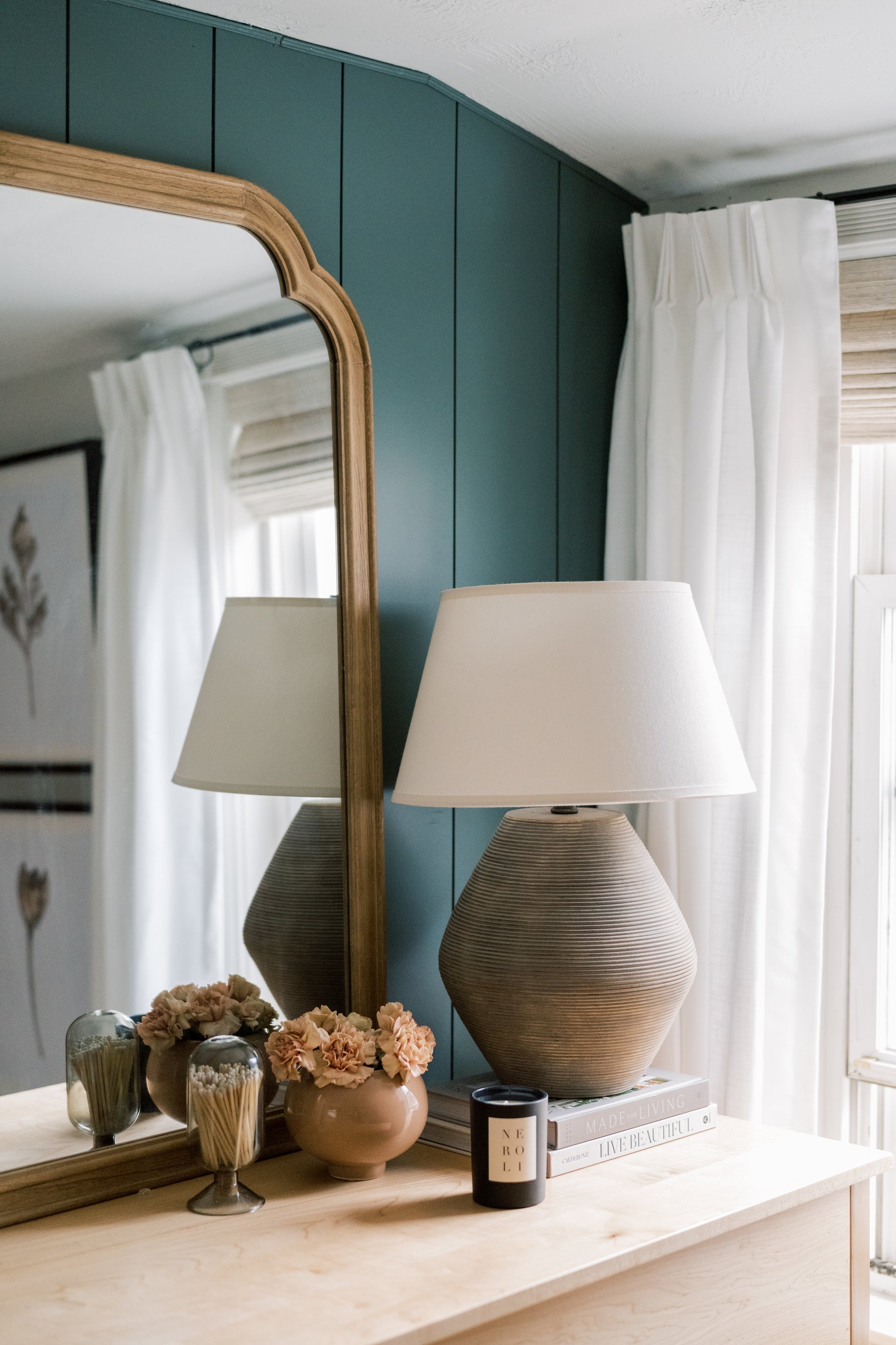 Calabria Table Lamp 22" by Troy Lighting PTL1011, Dimmable with Elegant Off-White Shade