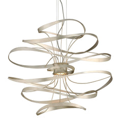 Calligraphy Medium Chandelier 34" Wide With Gold Leaf Finish, Dimmable LED & Adjustable Height