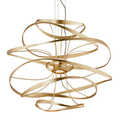 Calligraphy Medium Chandelier 34" Wide With Gold Leaf Finish, Dimmable LED & Adjustable Height