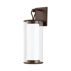 Cannes Large Outdoor Sconce 23" Tall by Troy Lighting with Opal and Clear Glass in Bronze Finish