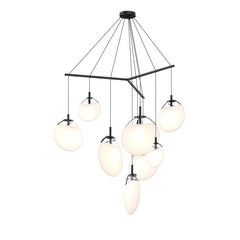 Cantina 9-Light Tri-Spreader LED Chandelier by SONNEMAN - Energy-Efficient, Dimmable with Unique Glass Shades