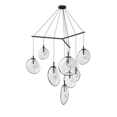 Cantina 9-Light Tri-Spreader LED Chandelier by SONNEMAN - Energy-Efficient, Dimmable with Unique Glass Shades