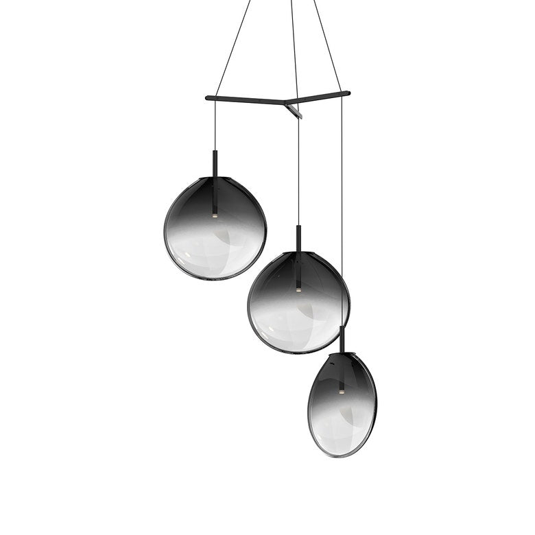 Cantina 3-Light Tri-Spreader LED Chandelier with Dimmable Function and Modern Glass Design