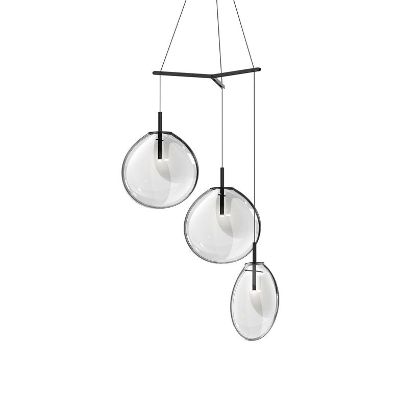 Cantina 3-Light Tri-Spreader LED Chandelier with Dimmable Function and Modern Glass Design