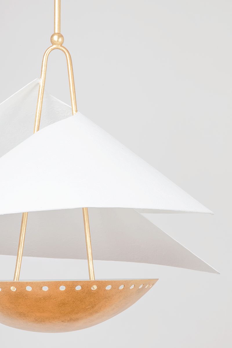 Carini Large Pendant Light by Corbett Lighting – 29.75" H, 35" W, Vintage Gold Leaf, Dimmable, UL Damp Rated