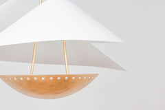 Carini Large Pendant Light by Corbett Lighting – 29.75" H, 35" W, Vintage Gold Leaf, Dimmable, UL Damp Rated