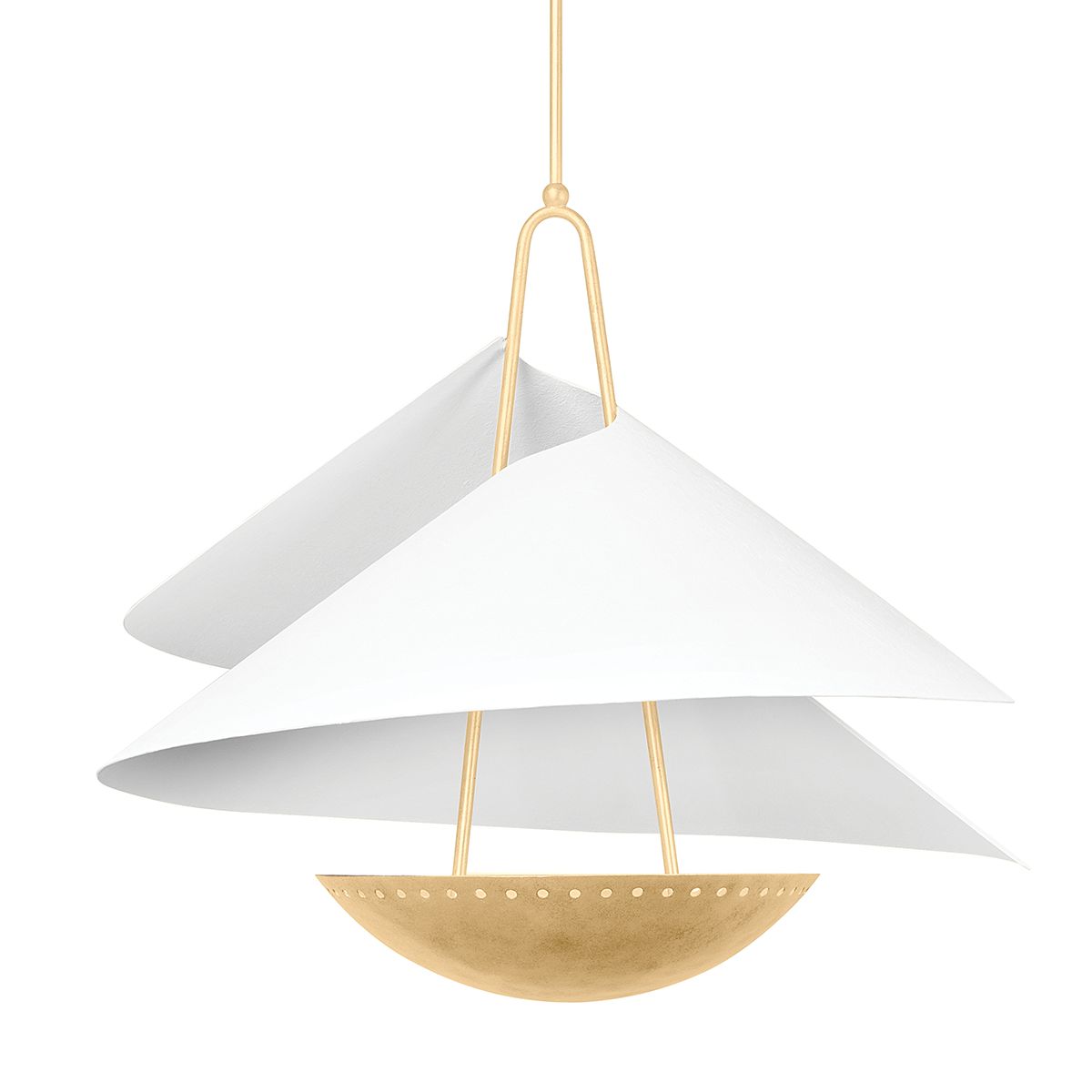 Carini Large Pendant Light by Corbett Lighting – 29.75" H, 35" W, Vintage Gold Leaf, Dimmable, UL Damp Rated