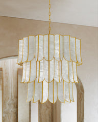 Cartagena Chandelier 16 Lights by Corbett Lighting, Vintage Gold Finish, Dimmable, 30.5" Height