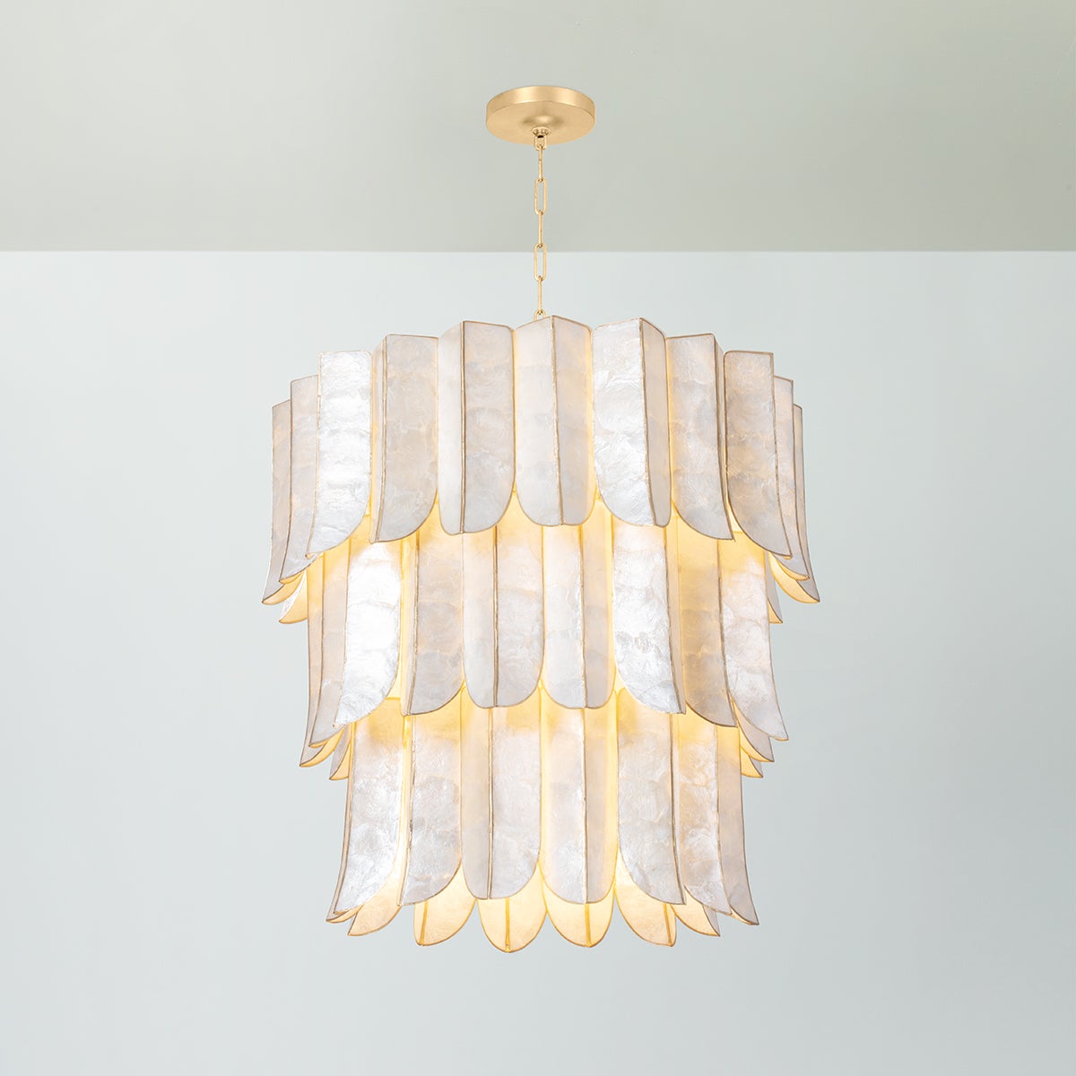 Cartagena Chandelier 16 Lights by Corbett Lighting, Vintage Gold Finish, Dimmable, 30.5" Height