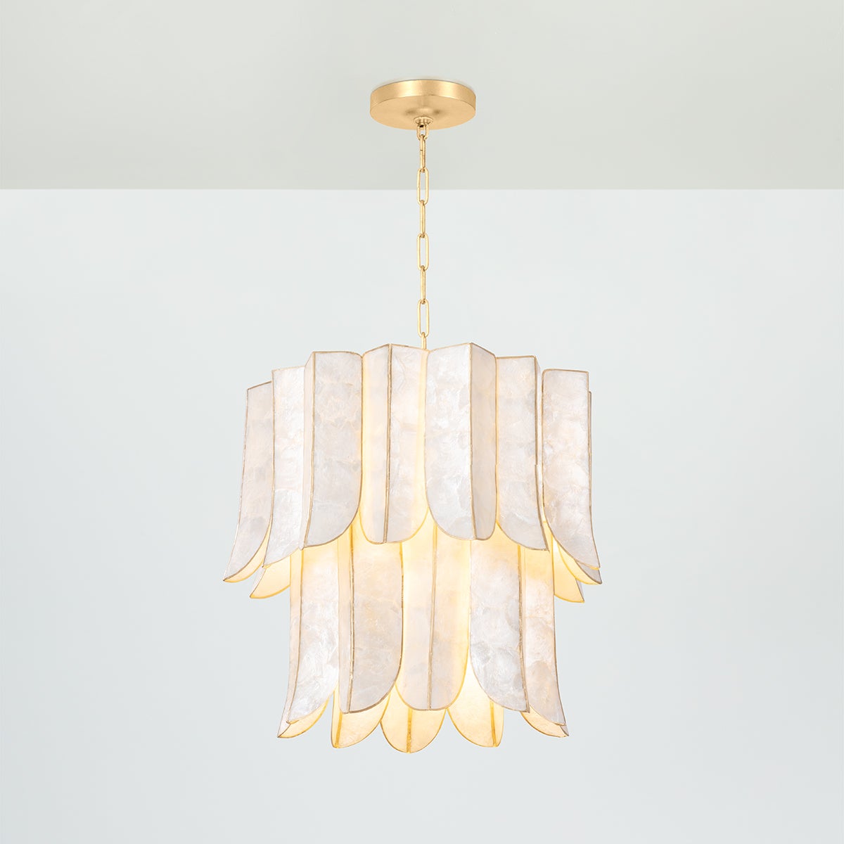 Cartagena Mini Chandelier 7-Light by Corbett Lighting in Vintage Gold Leaf with Adjustable Height