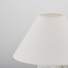 Carver Table Lamp by Troy Lighting, 14" High with Patina Brass Finish and Off-White Linen Shade