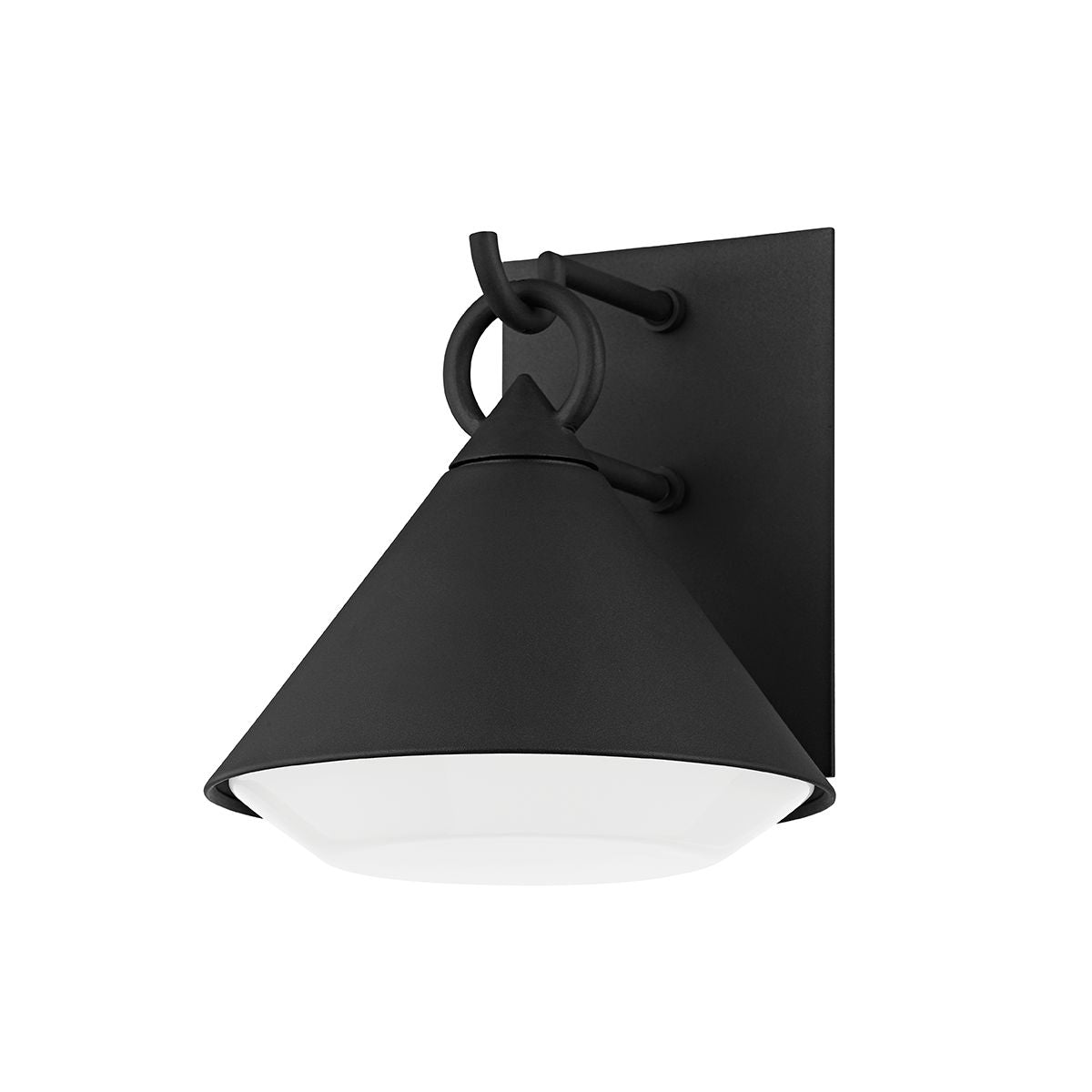 Catalina Outdoor Wall Sconce by Troy Lighting, 60W, Textured Black Finish, Opal Glass Shade, UL Wet Rated
