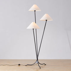 Cedar Floor Lamp 69.75" Tall with Dimmable Features and 3 Off-White Linen Shades by Troy Lighting