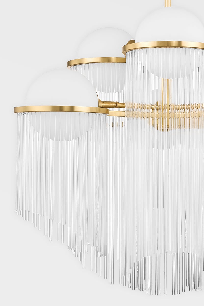 Celestial Chandelier 6 Lights Aged Brass Finish Opal Matte Glass 26.5"H x 31.5"W by Corbett Lighting