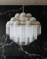 Celestial Large Chandelier By Corbett Lighting, 12 Lights, Dimmable, Aged Brass, 34.25" Tall