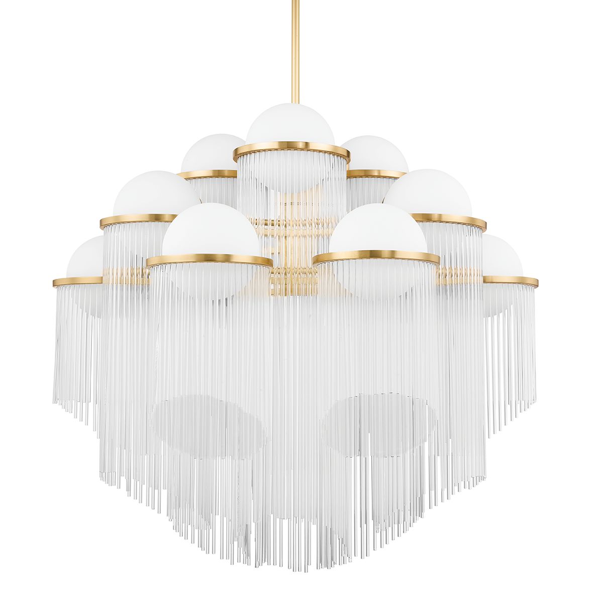 Celestial Large Chandelier By Corbett Lighting, 12 Lights, Dimmable, Aged Brass, 34.25" Tall